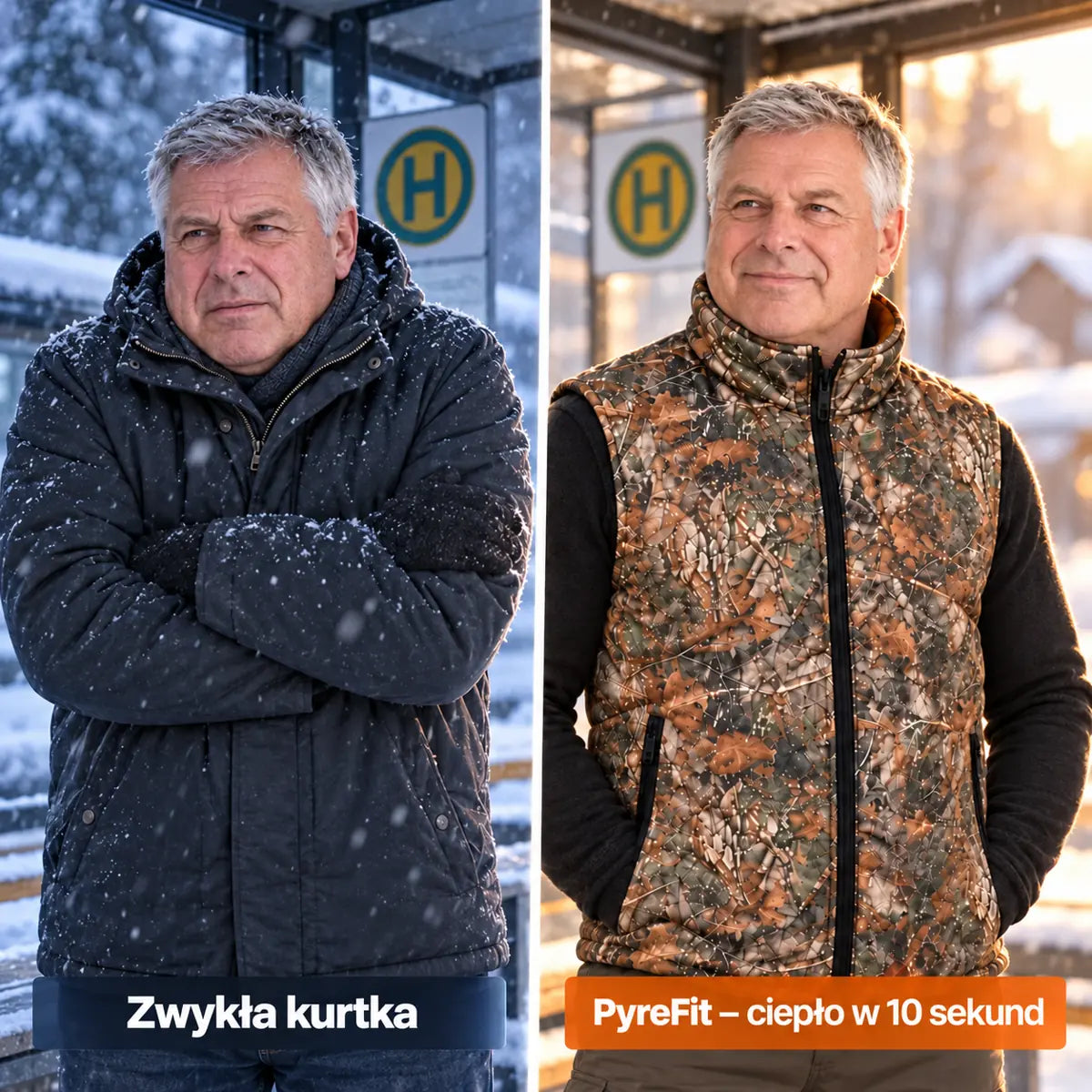Porównanie: zwykła kurtka zimowa i Altor z ogrzewaniem