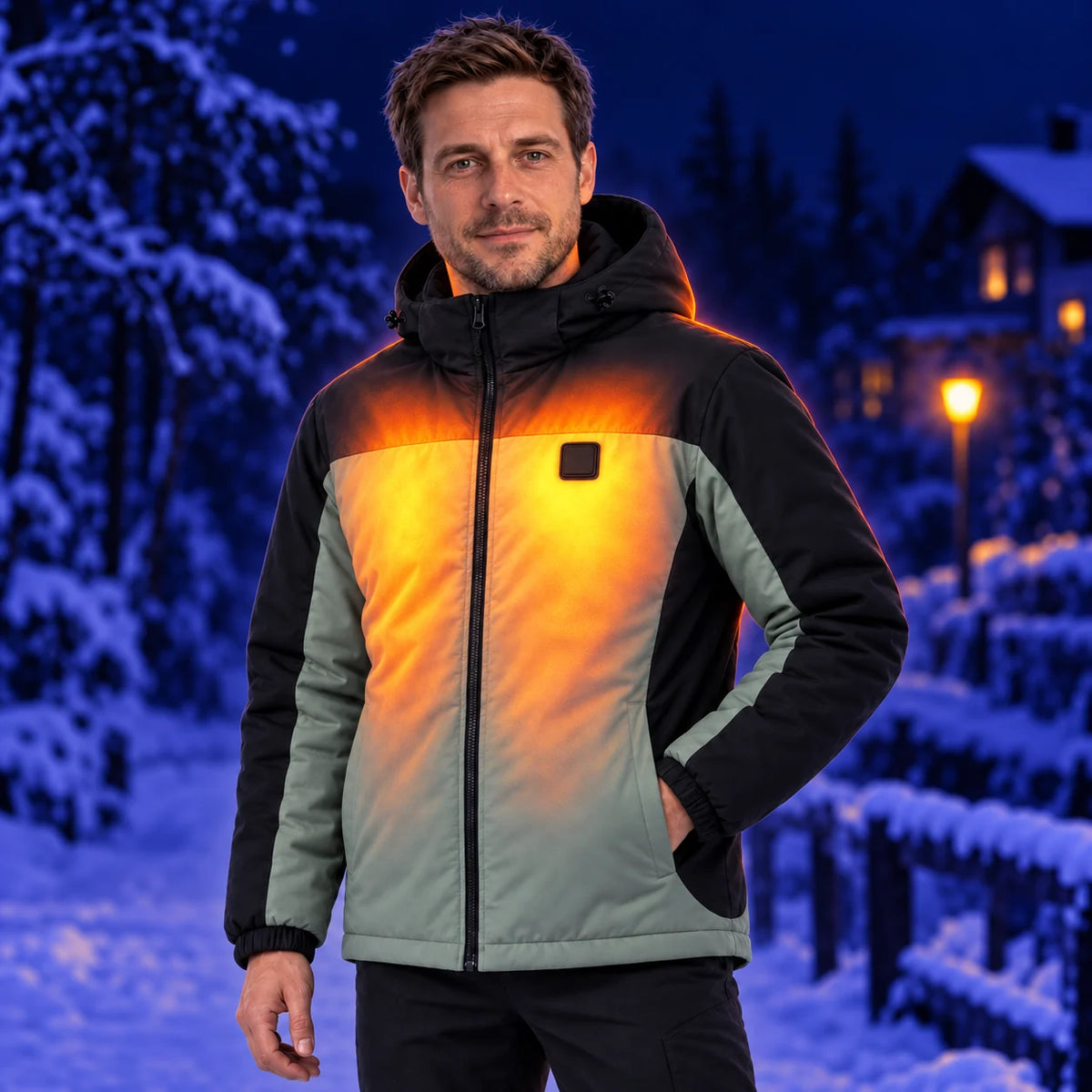 Parka podgrzewana unisex PyreFit Schiefer – ogrzewanie klatki piersiowej i pleców