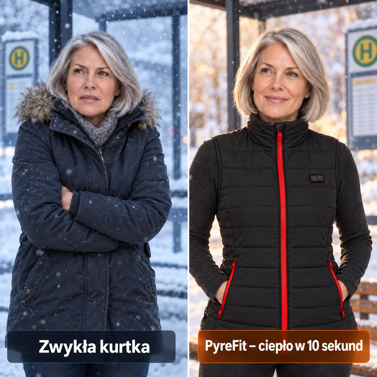 Porównanie: zwykła kurtka zimowa i Silvaia z ogrzewaniem