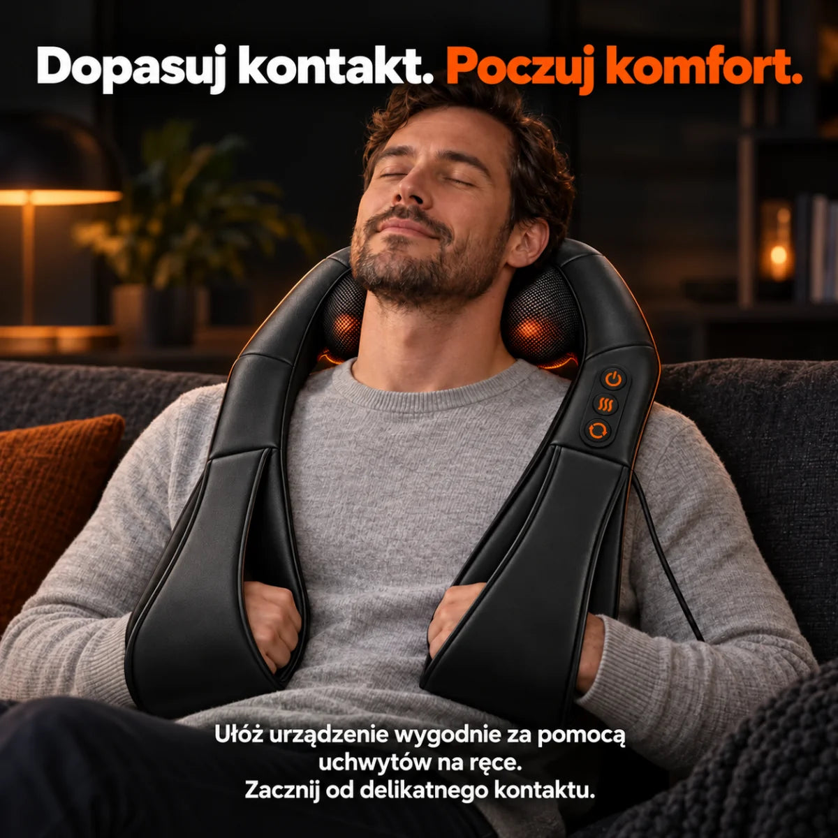 Masażer shiatsu: dopasowanie kontaktu za pomocą uchwytów na ręce