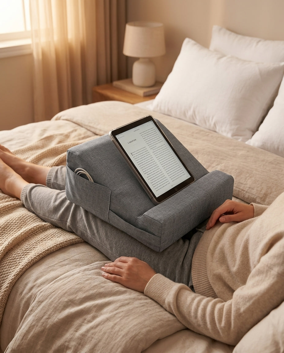 Poduszka na tablet z uchwytem – czytanie bez trzymania i wygodne miejsce na laptopa – zdjęcie produktu 2