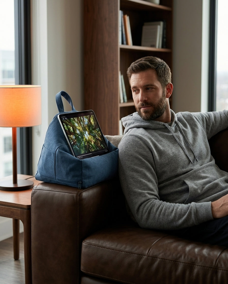Poduszka z uchwytem na tablet – czytanie i streaming w łóżku bez trzymania – zdjęcie produktu 3