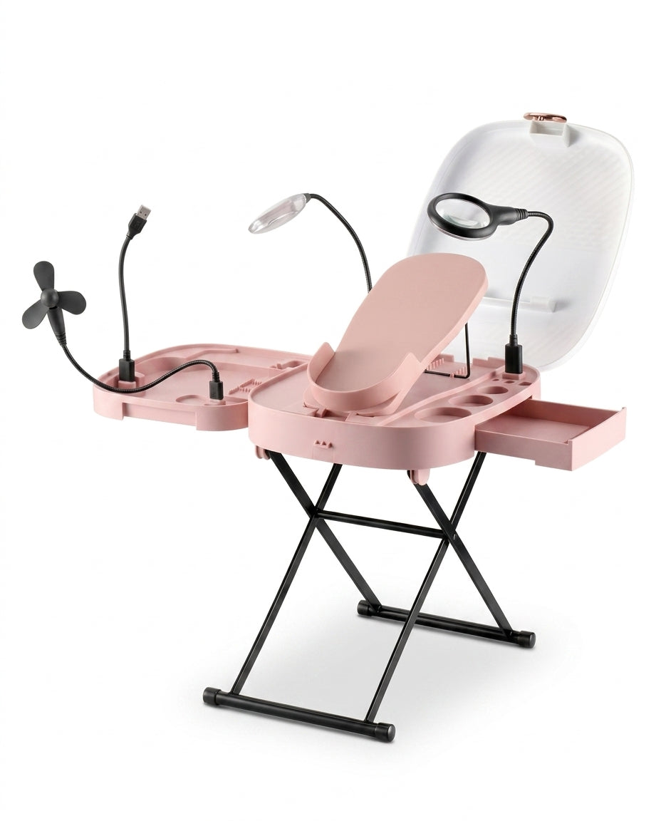 Stacja do pielęgnacji stóp z oświetleniem i lusterkiem – podwyższona podpórka do domowego pedicure – zdjęcie produktu 7