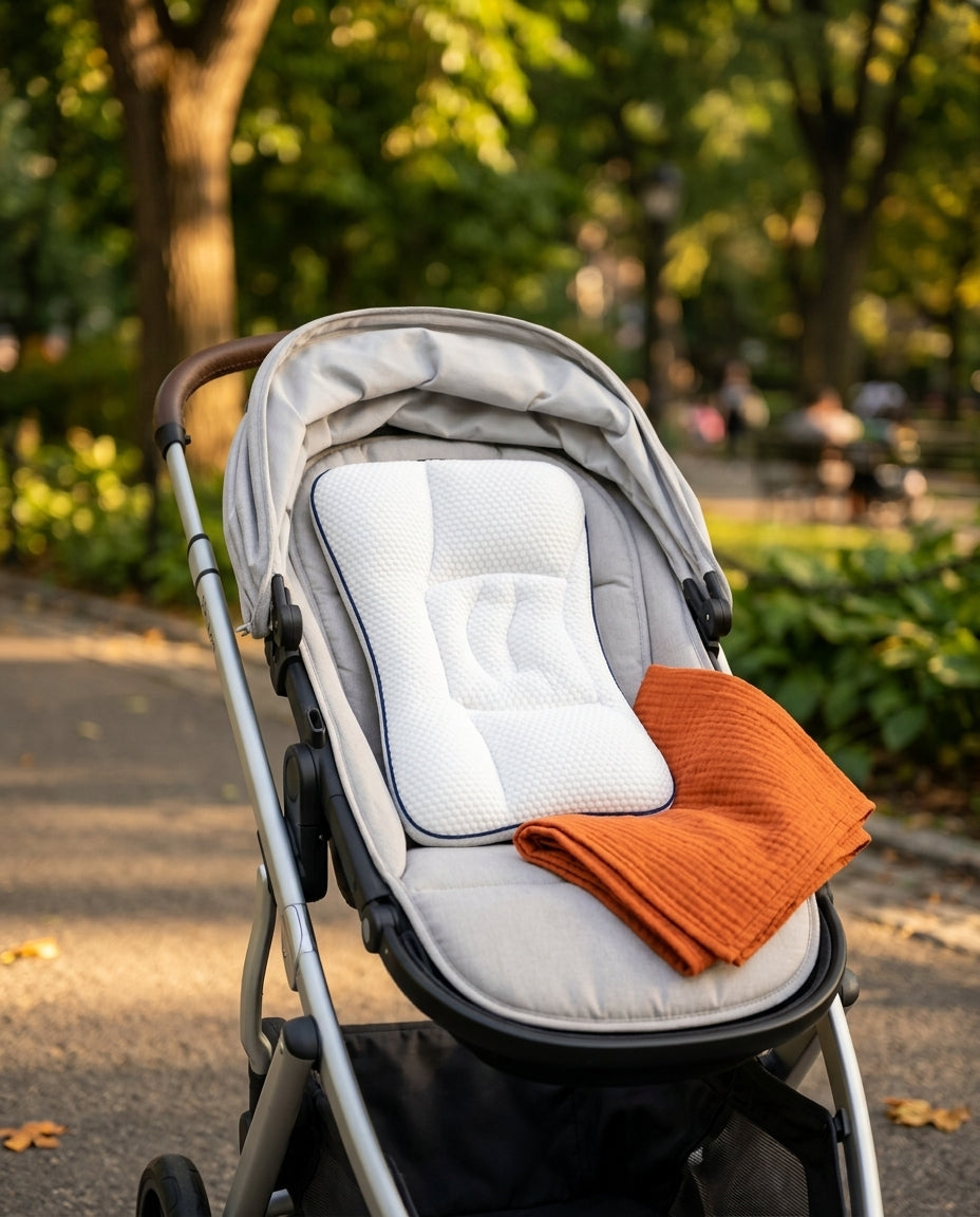 Poduszka dla niemowląt z ergonomicznym wgłębieniem na główkę – delikatne podparcie na drzemki i w podróży – zdjęcie produktu 10