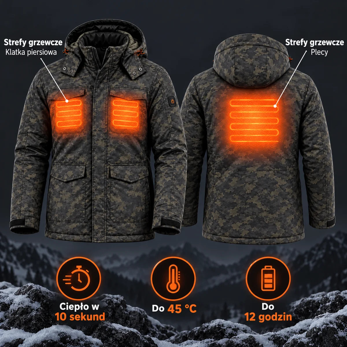 PyreFit Alpino – Kurtka podgrzewana męska moro