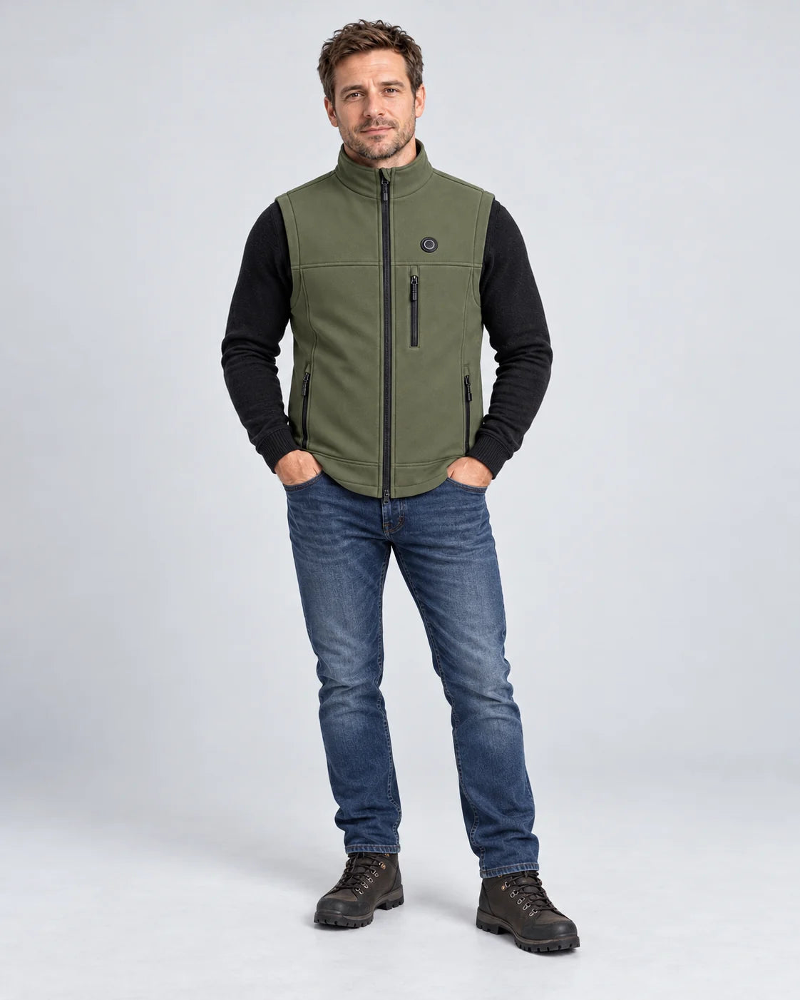 Kamizelka podgrzewana unisex PyreFit Allora, widok całej sylwetki
