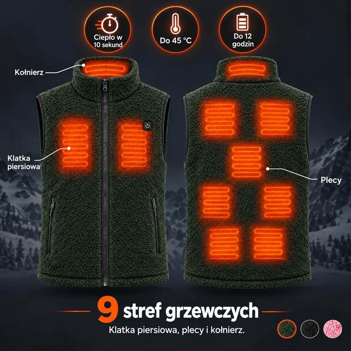 PyreFit Amparo w kolorze zielonym – strefy grzewcze