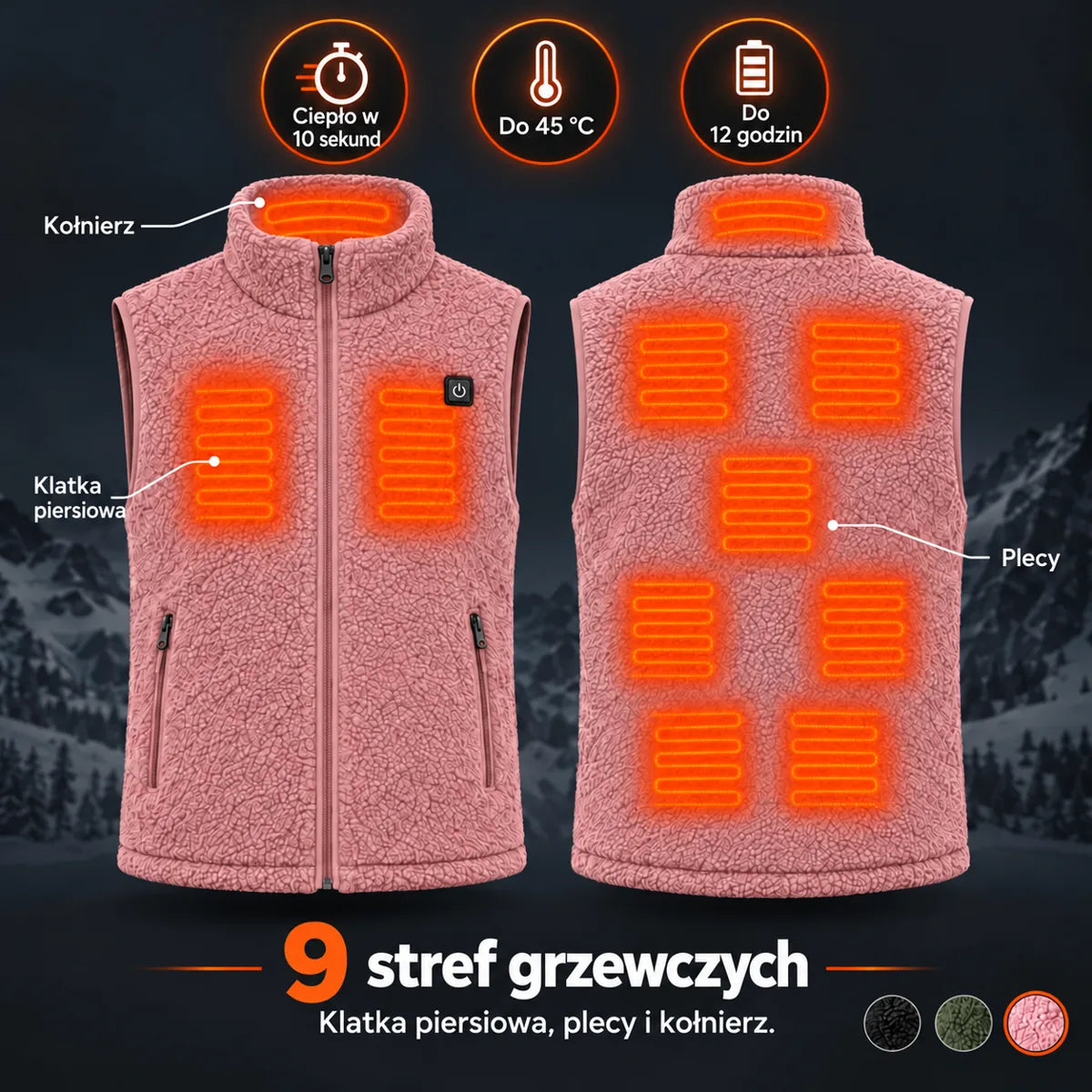 PyreFit Amparo w kolorze różowym – strefy grzewcze