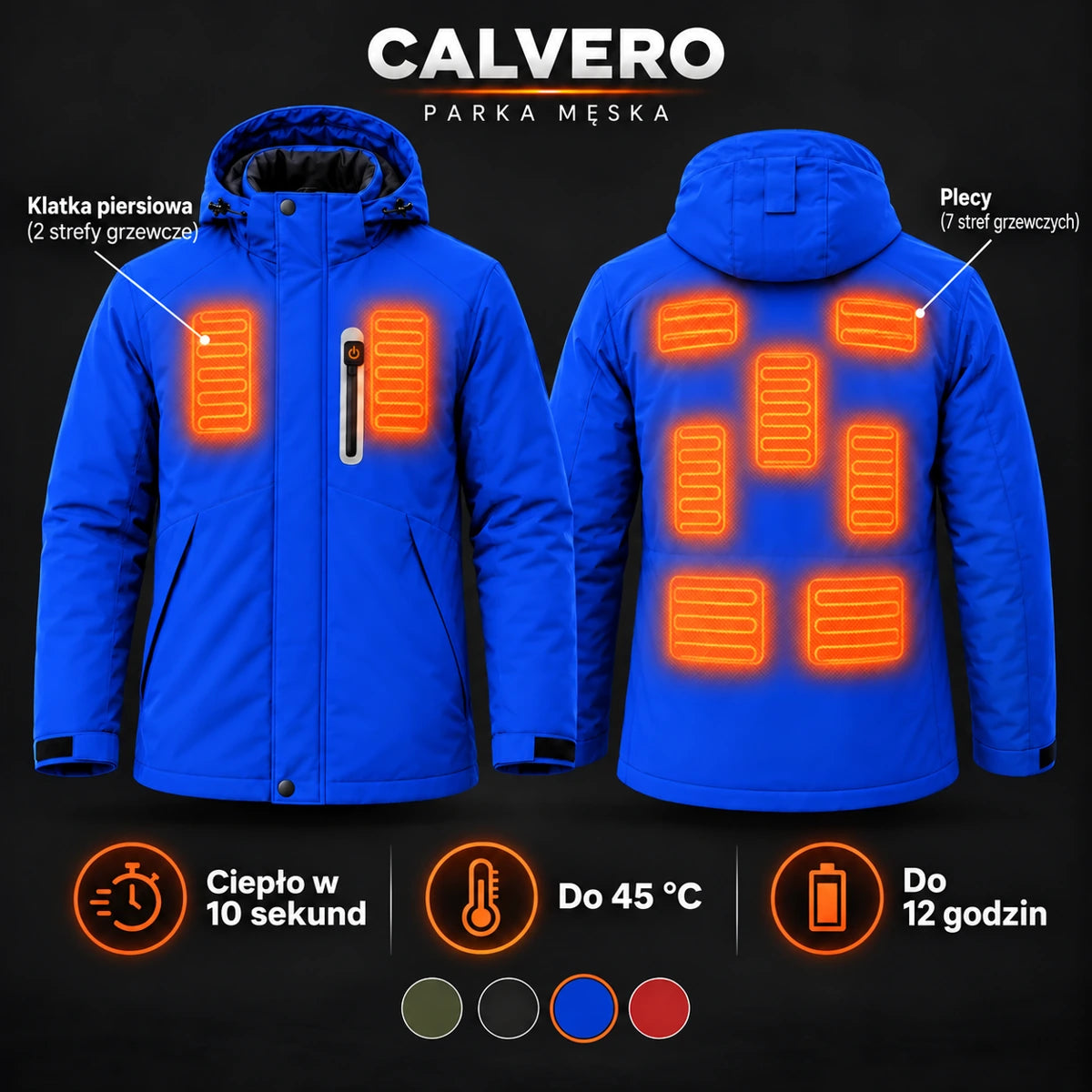 PyreFit Calvero w kolorze granatowym – strefy grzewcze