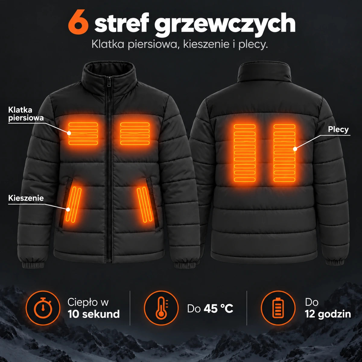 PyreFit Expelia w kolorze czarnym – strefy grzewcze