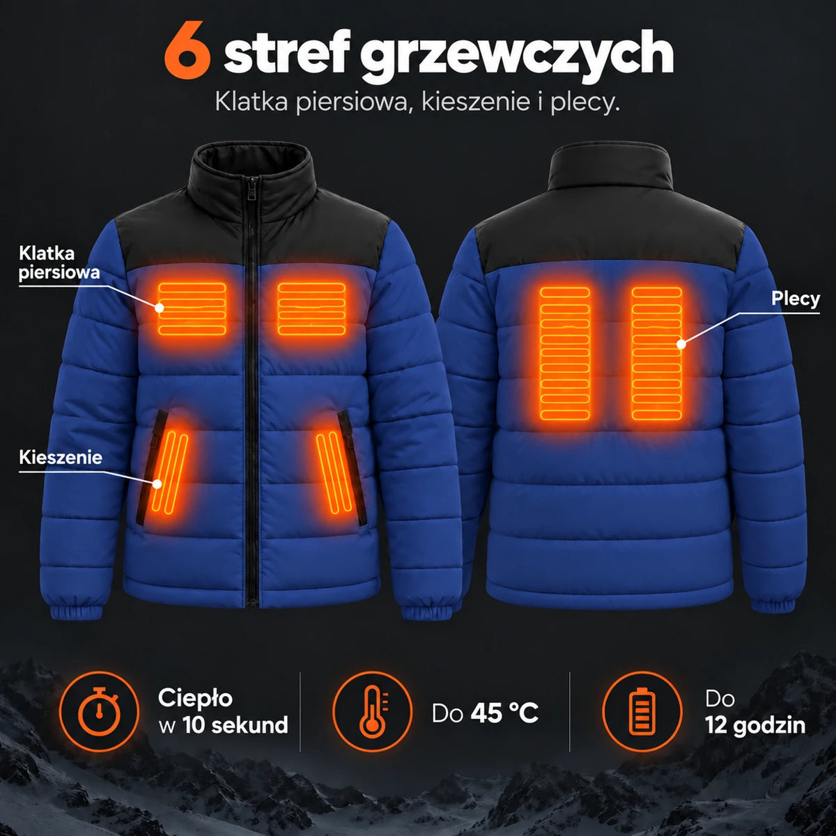 PyreFit Expelia w kolorze granatowym – strefy grzewcze