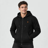 Podgrzewana bluza unisex z kapturem na zamek PyreFit Olivora, widok z przodu na modelu