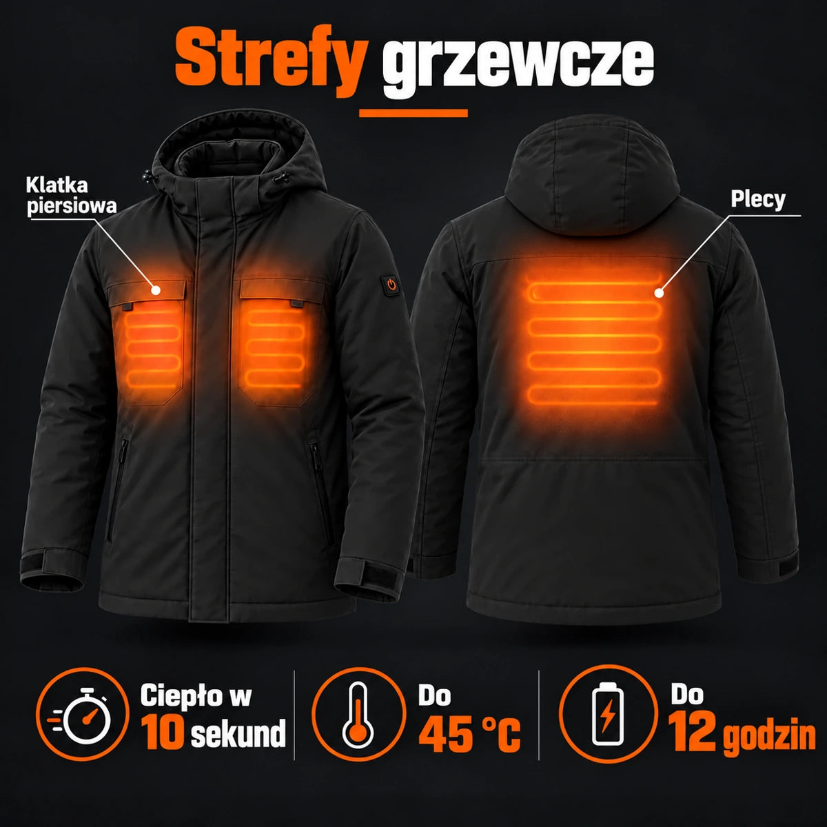 PyreFit Regaro w kolorze czarnym – strefy grzewcze
