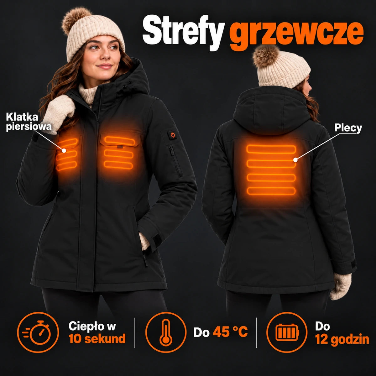 PyreFit Terrano w kolorze czarnym – strefy grzewcze