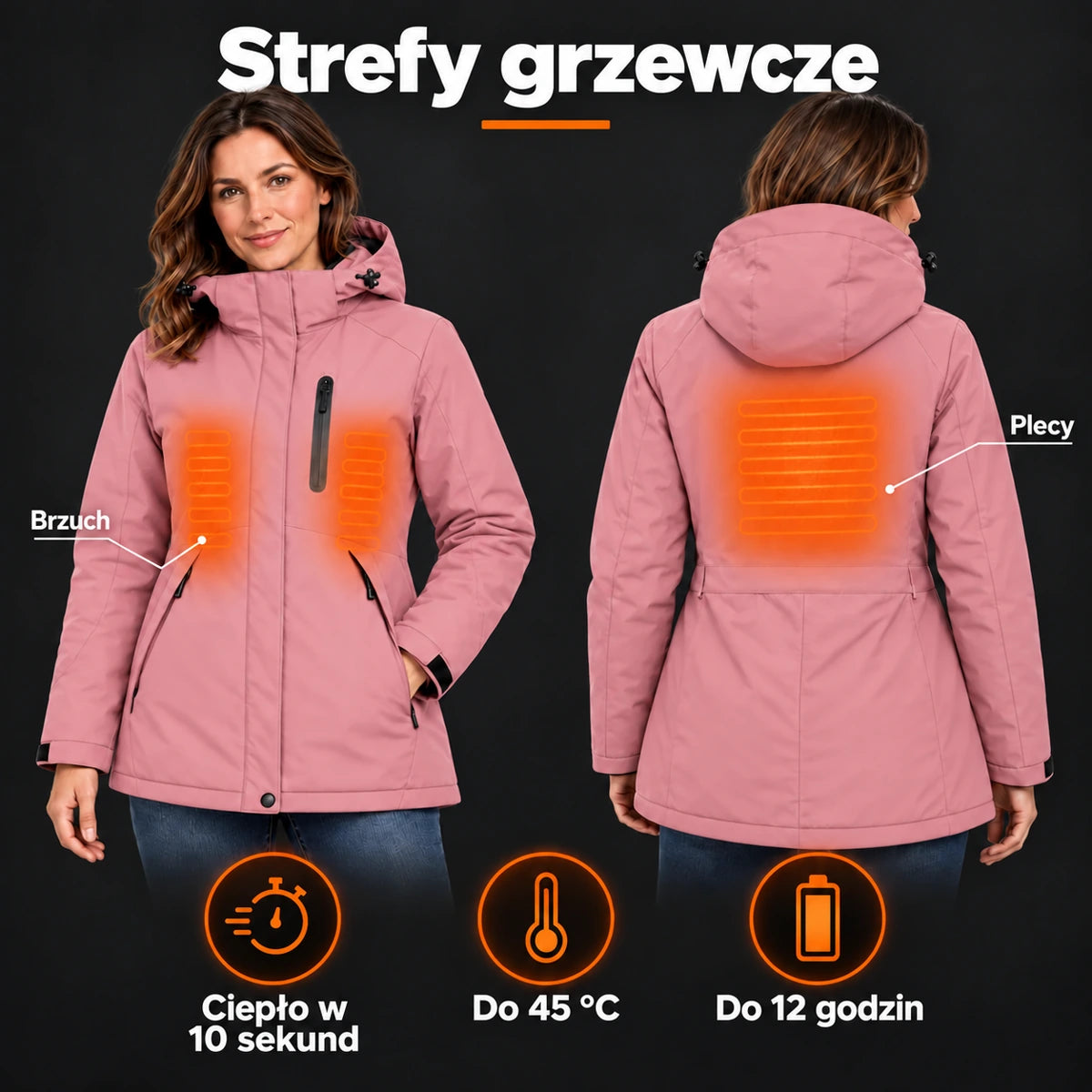 PyreFit Traverso w kolorze różowym – strefy grzewcze