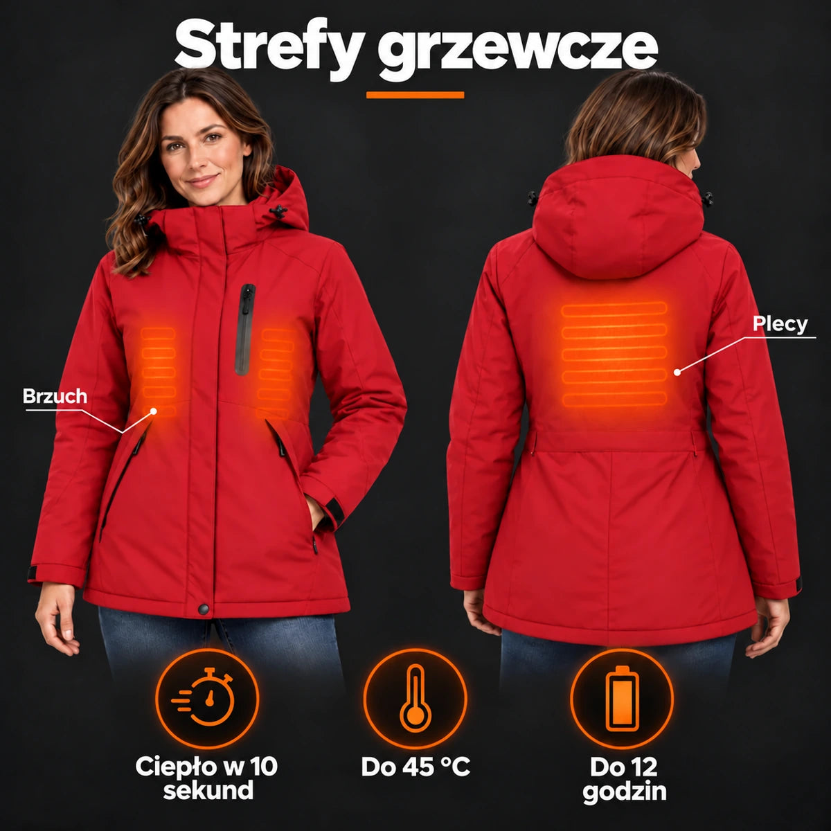 PyreFit Traverso w kolorze czerwonym – strefy grzewcze