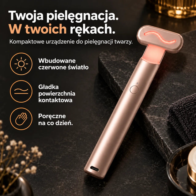 Ręczne urządzenie z czerwonym światłem do pielęgnacji twarzy — zalety i wyposażenie