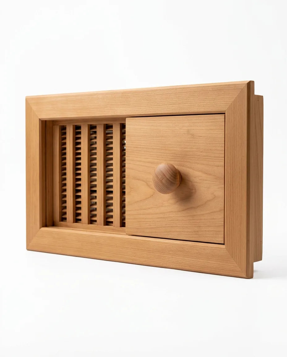 Zawór wentylacyjny z drewna saunowego – regulowana wentylacja z suwakiem – zdjęcie produktu 11