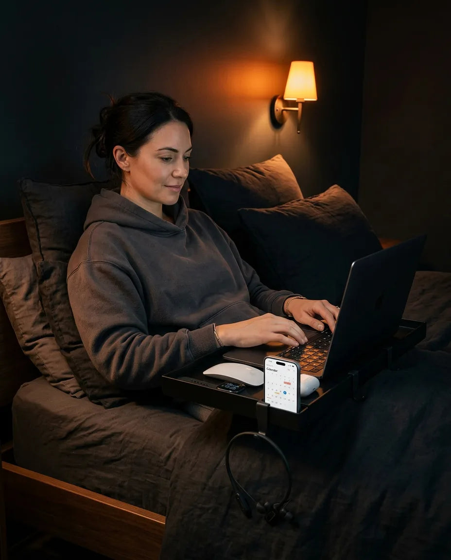 Przypinany stolik do łóżka – oszczędzająca miejsce półka na laptopa, telefon i napoje – zdjęcie produktu 3