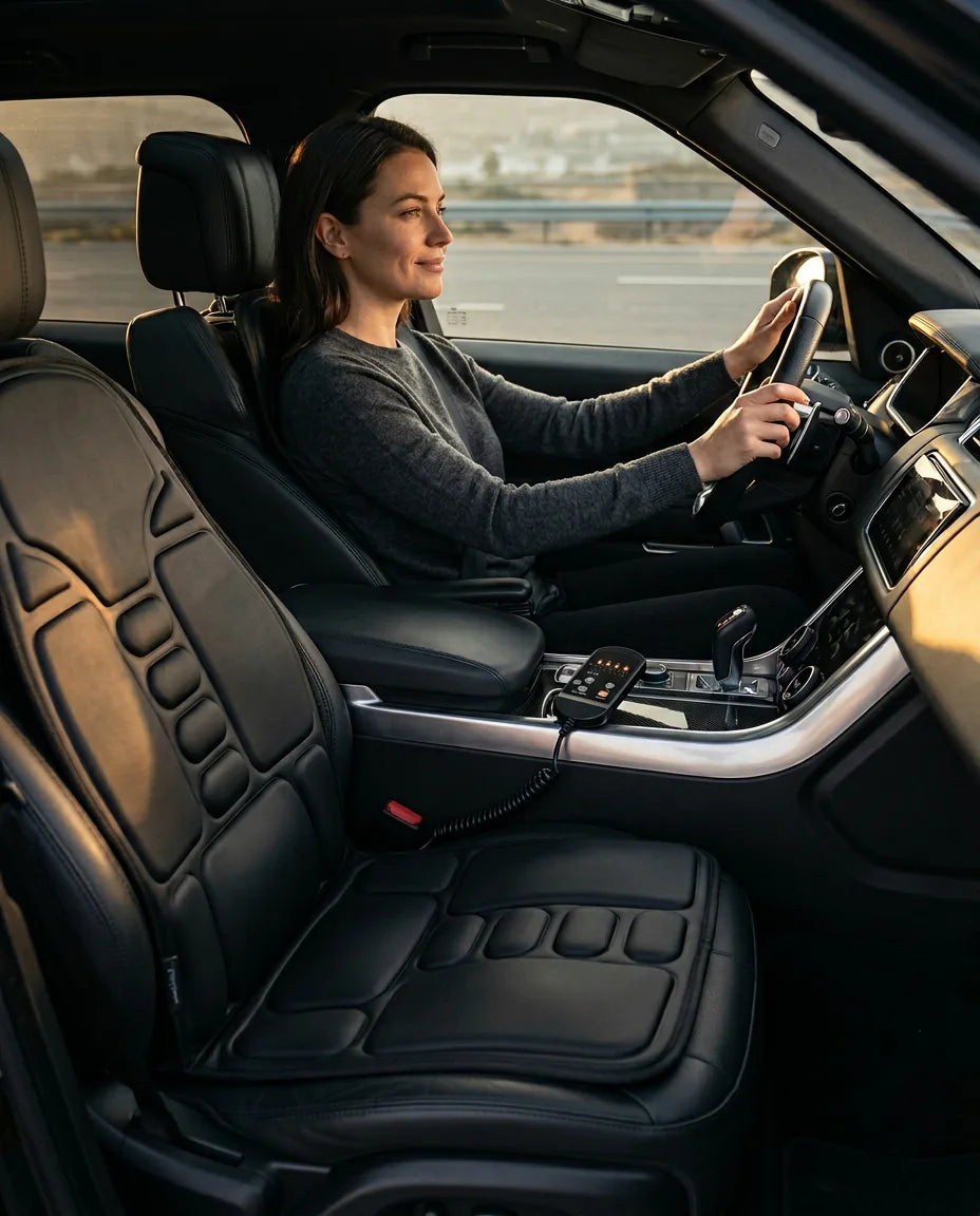 Poduszka masująca na krzesło, kanapę i do auta – zmotoryzowany relaks dla karku i pleców – zdjęcie produktu 3