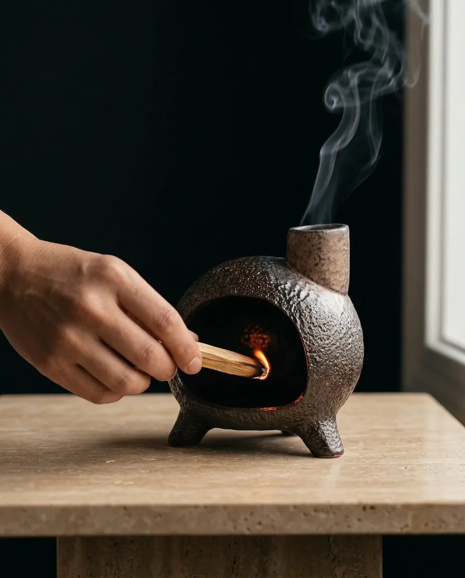 Ceramiczna podstawka na kadzidełka – rzeźbiarskie naczynie na palo santo i kadzidła – zdjęcie produktu 4