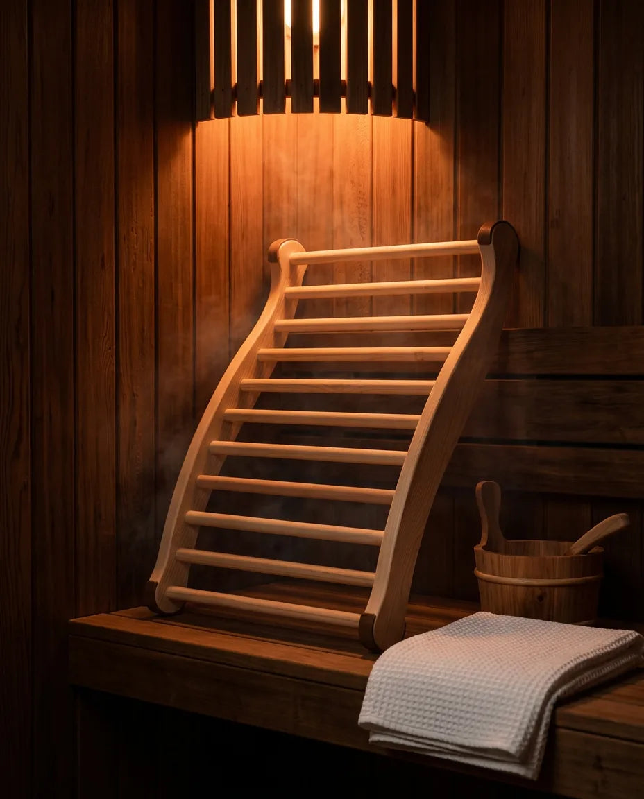 Drewniane oparcie do sauny – ergonomiczne podparcie w spa i łazience – zdjęcie produktu 2