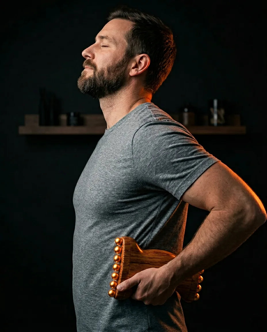 Drewniany roller do masażu – rozluźnia napięcia karku, ramion, pleców i nóg – zdjęcie produktu 3