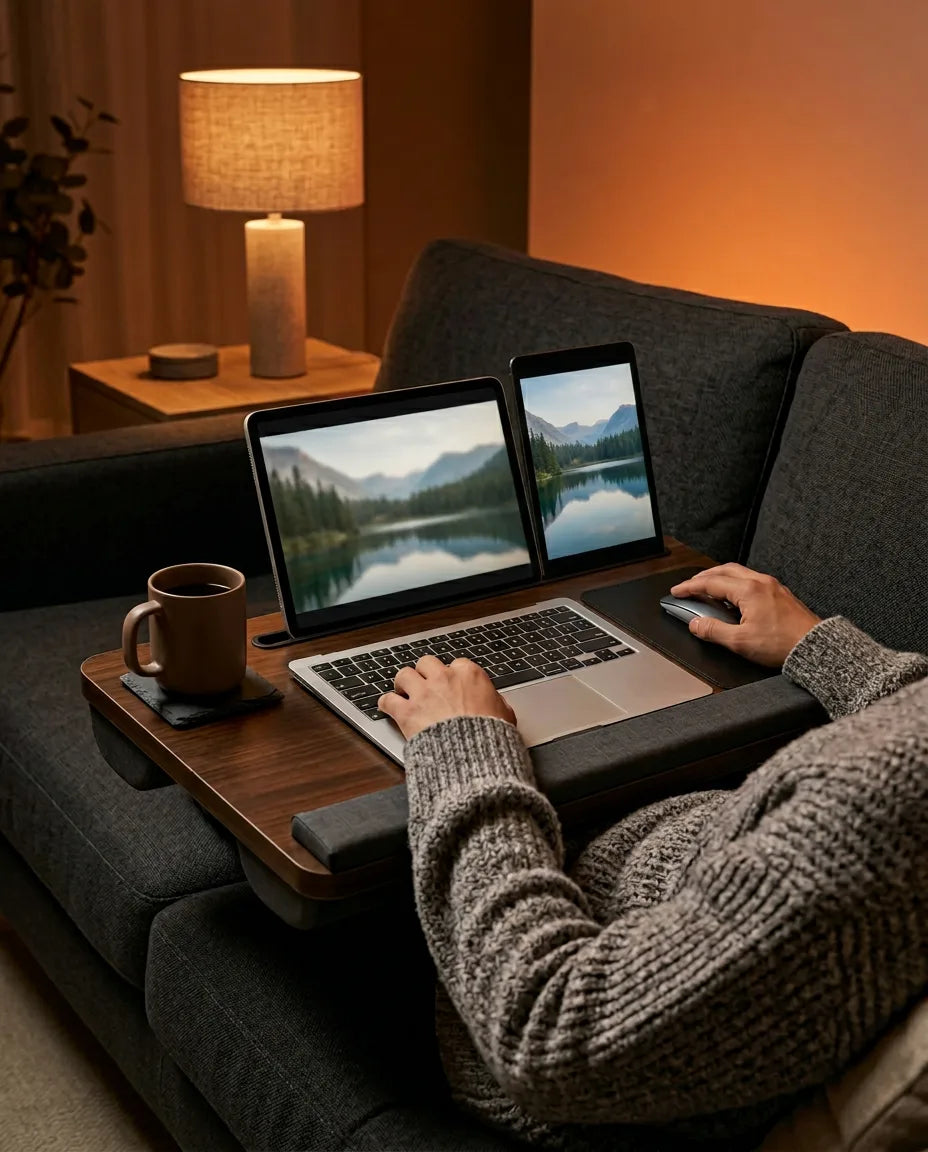Poduszka pod laptopa do łóżka i na kanapę – stabilna podstawka z miejscem na mysz – zdjęcie produktu 3