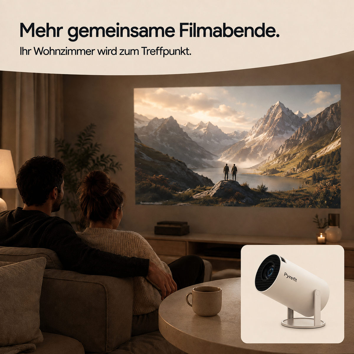 Mini projektor PyreFit – więcej wspólnych wieczorów filmowych. Twój salon staje się miejscem spotkań.