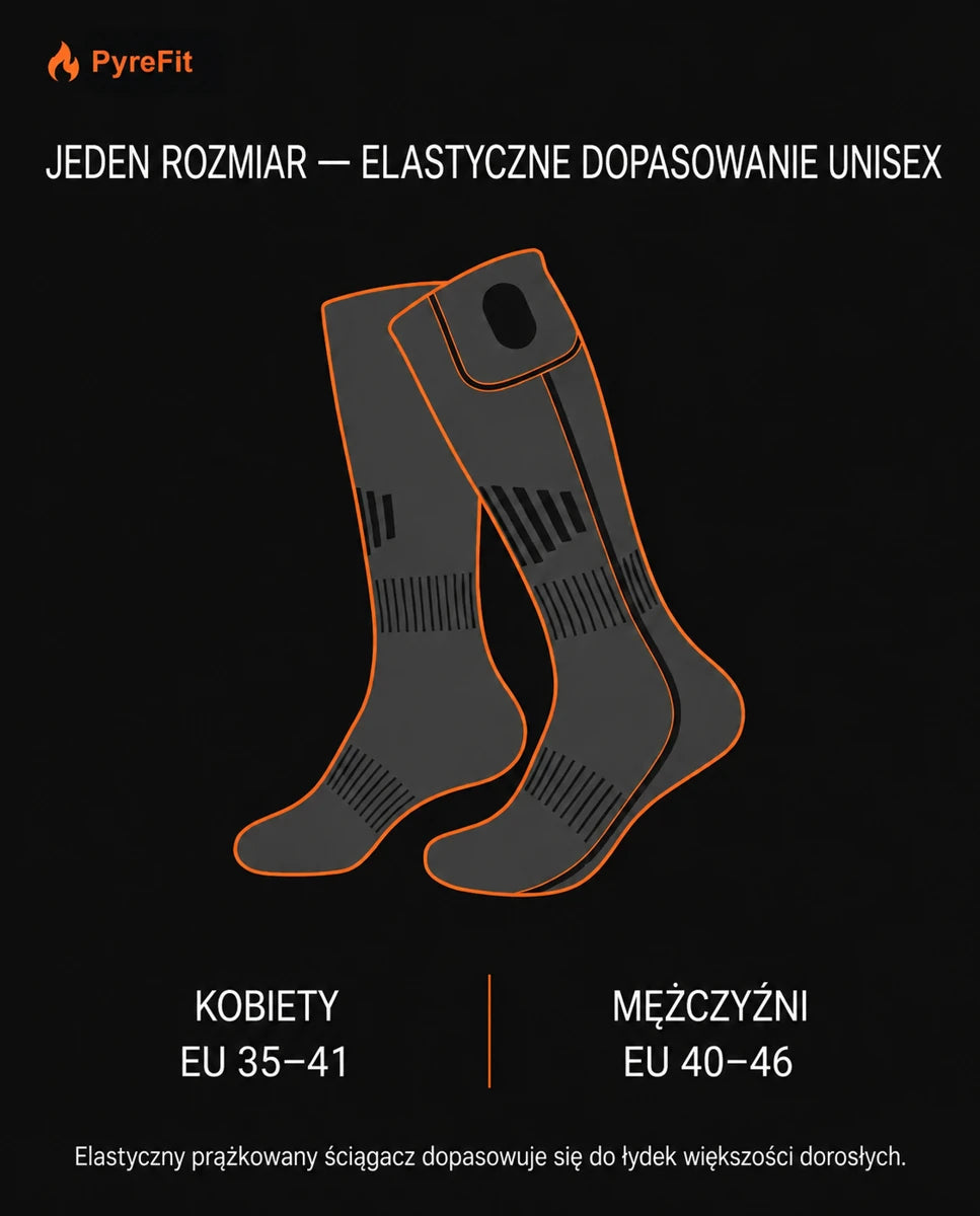 Tabela rozmiarów skarpet podgrzewanych z akumulatorem