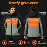 Parka podgrzewana unisex PyreFit Schiefer: strefy grzewcze – klatka piersiowa i plecy