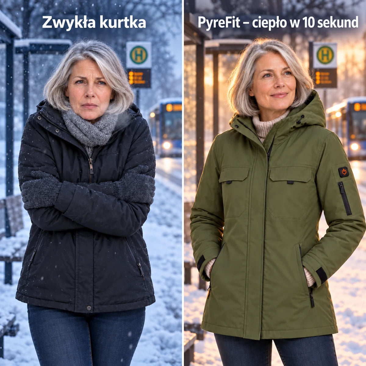 Porównanie: zwykła kurtka zimowa i Terrano z ogrzewaniem