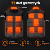 Kamizelka podgrzewana unisex PyreFit Trailon: 11 stref grzewczych – klatka piersiowa, plecy i kołnierz