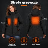 Damska parka podgrzewana PyreFit Traverso: strefy grzewcze – brzuch i plecy