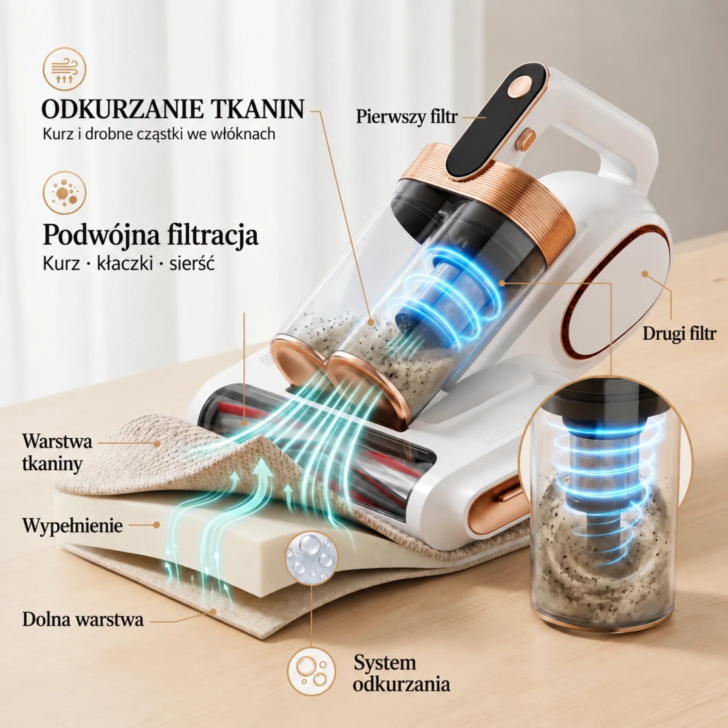 Zaprojektowany do dokładnego czyszczenia tkanin