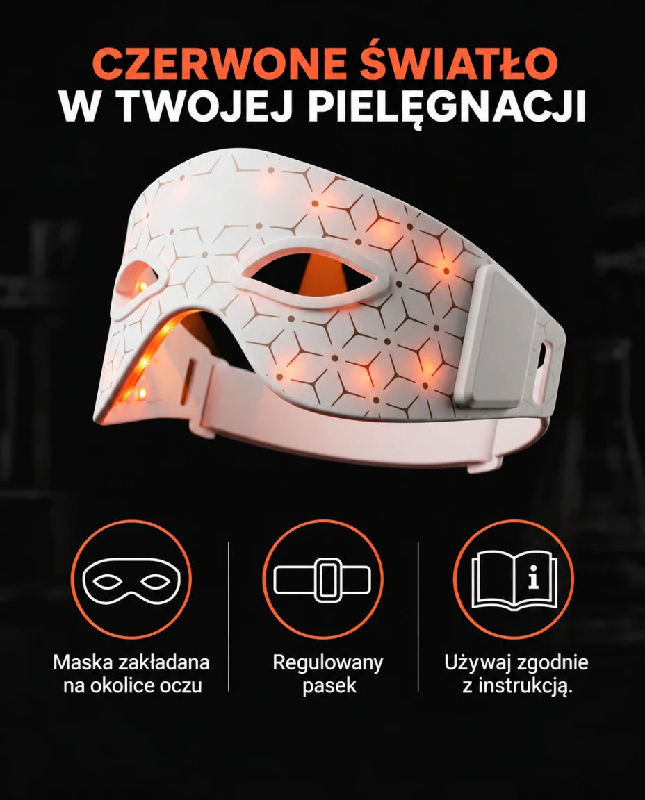 Maska na okolice oczu z czerwonym światłem — Czerwone światło w twojej pielęgnacji