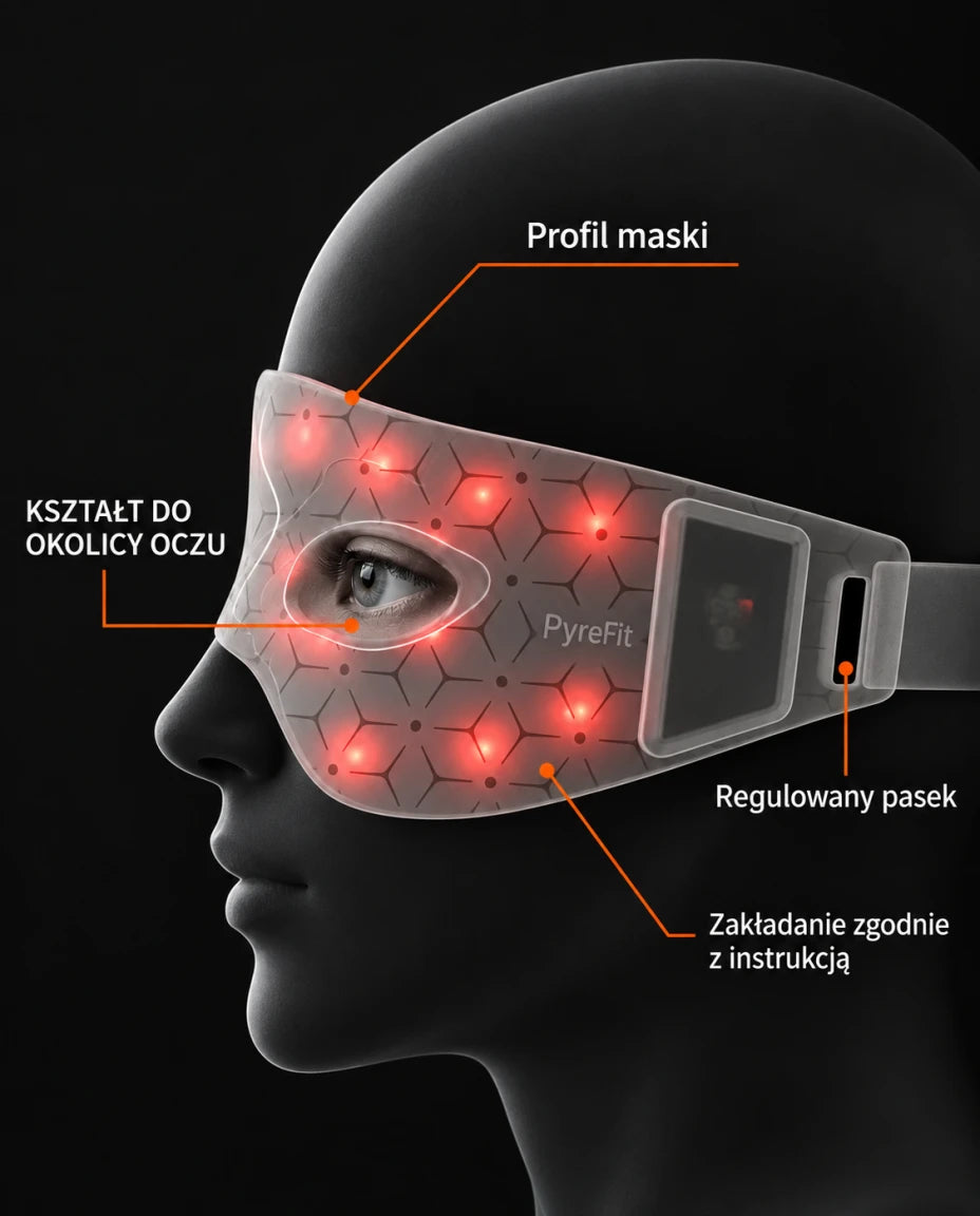 Maska na okolice oczu z czerwonym światłem — Kształt do okolicy oczu