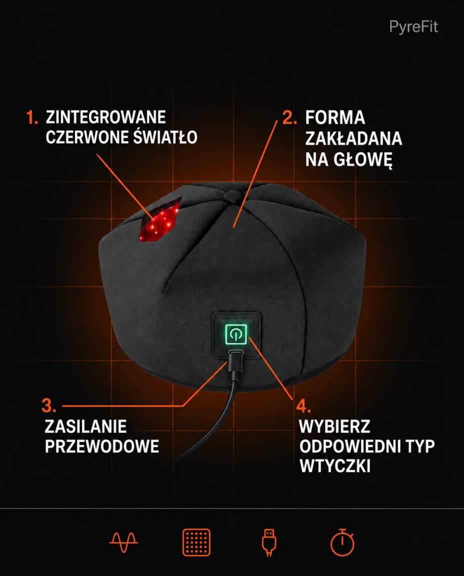 Czepek z czerwonym światłem — Szczegóły czepka