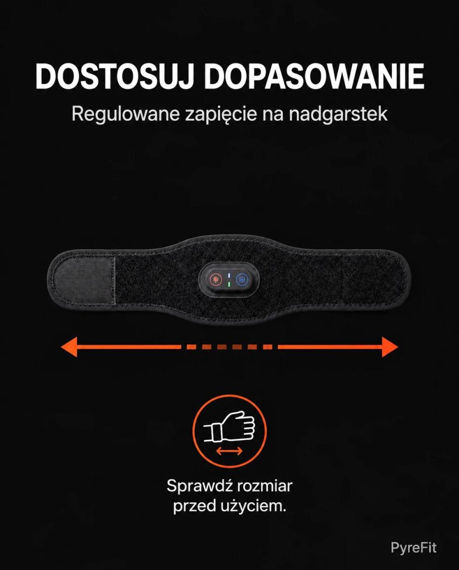 Opaska na nadgarstek z czerwonym światłem — Dostosuj dopasowanie