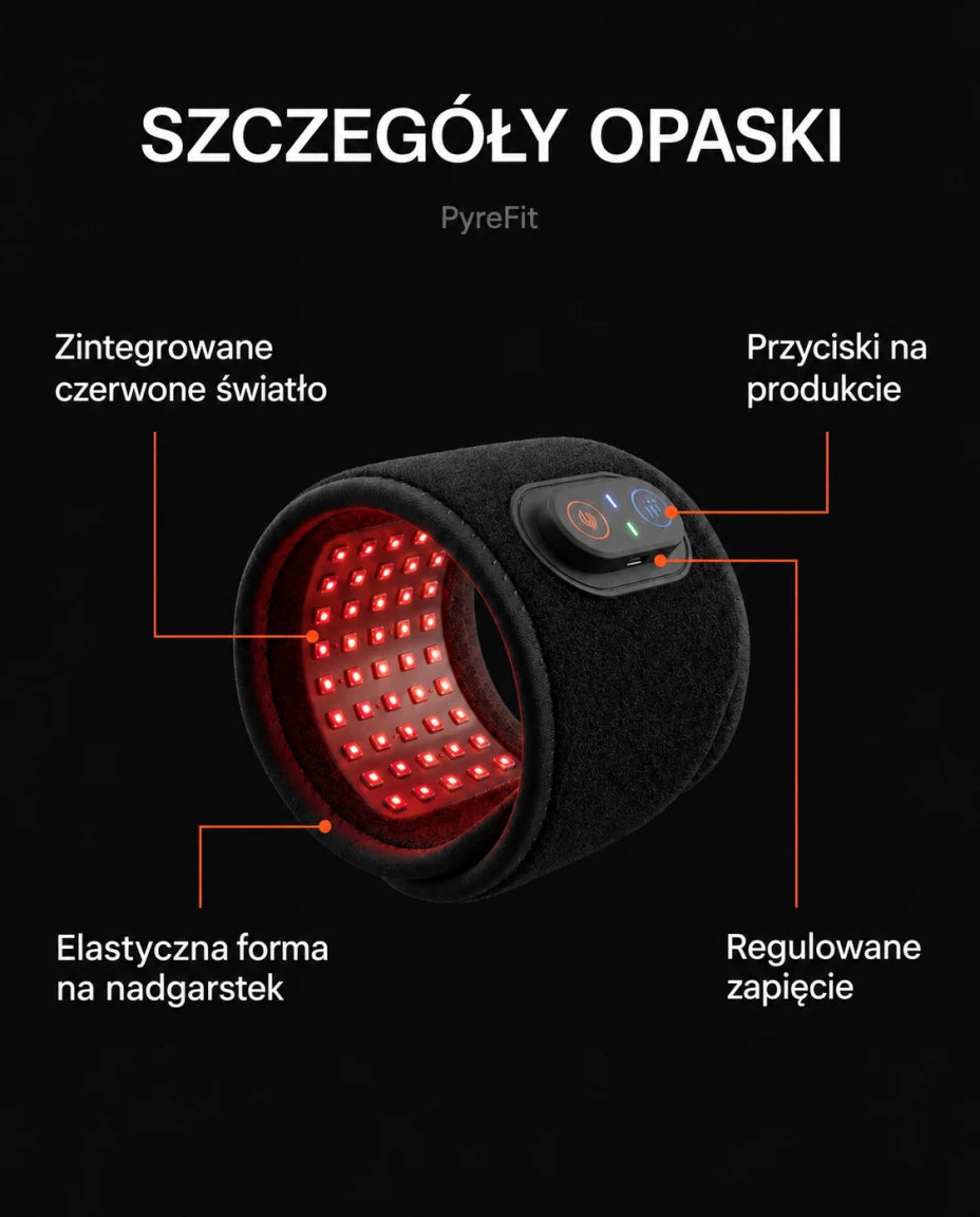 Opaska na nadgarstek z czerwonym światłem — Szczegóły opaski