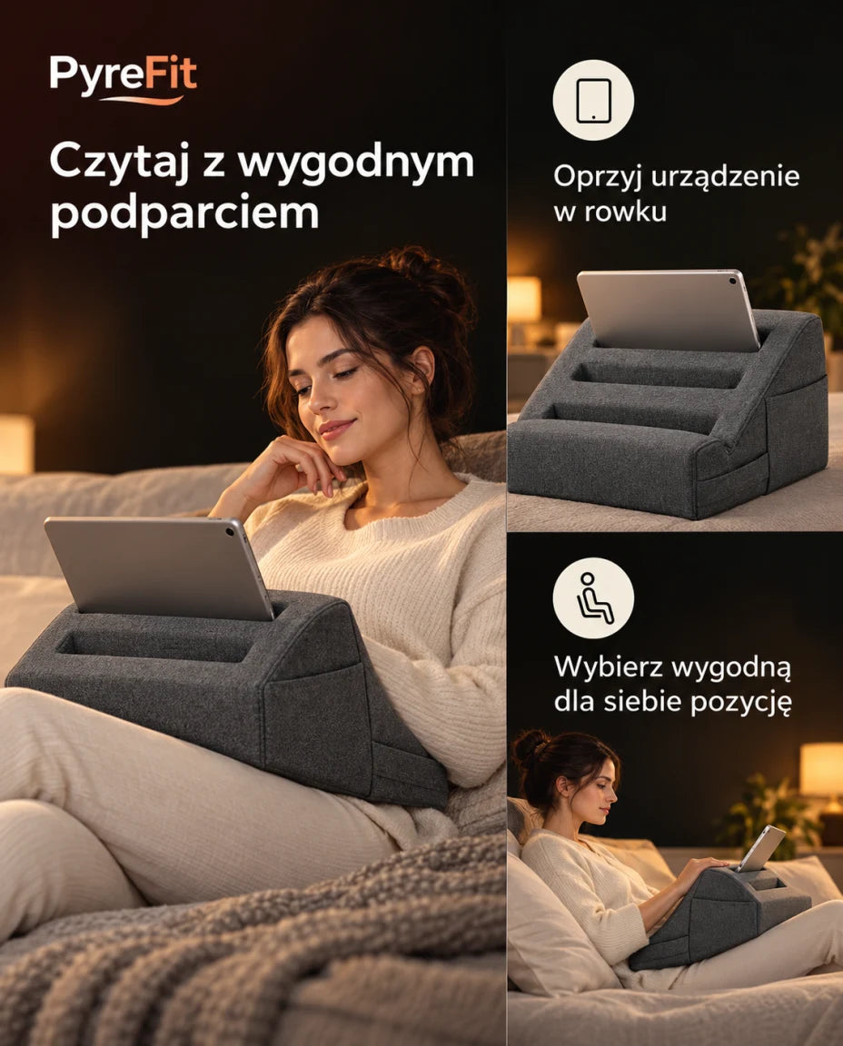 Czytaj z wygodnym podparciem — Oprzyj urządzenie w rowku