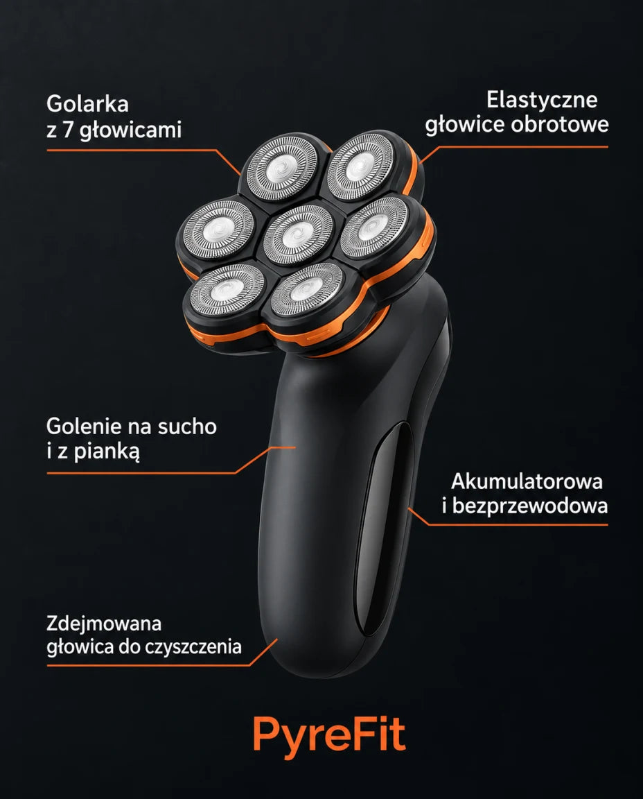 Golarka z 7 głowicami — Elastyczne głowice obrotowe