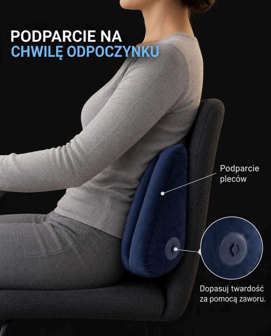 Nadmuchiwana poduszka podróżna — Podparcie na chwilę odpoczynku