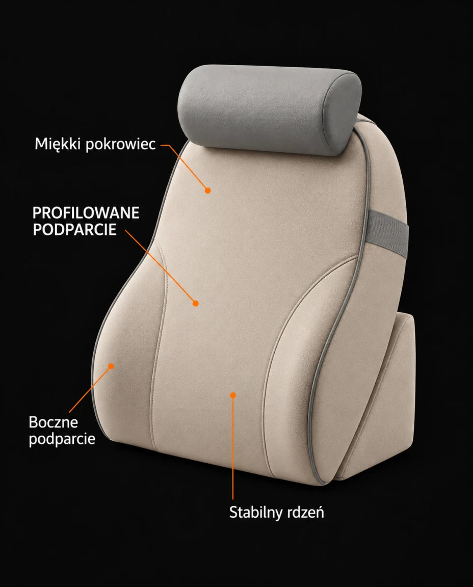 PROFILOWANE PODPARCIE — Miękki pokrowiec — Stabilny rdzeń — Boczne podparcie