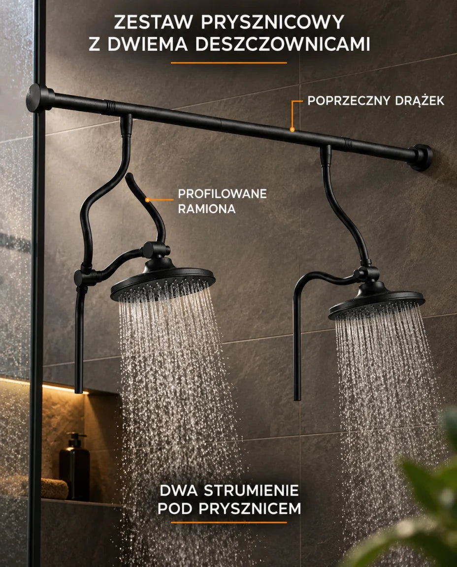 ZESTAW PRYSZNICOWY Z DWIEMA DESZCZOWNICAMI