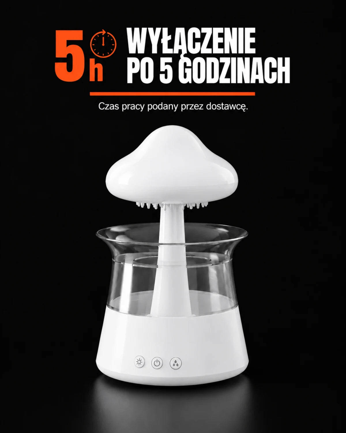 Wyłączenie po 5 godzinach · Czas pracy podany przez dostawcę.