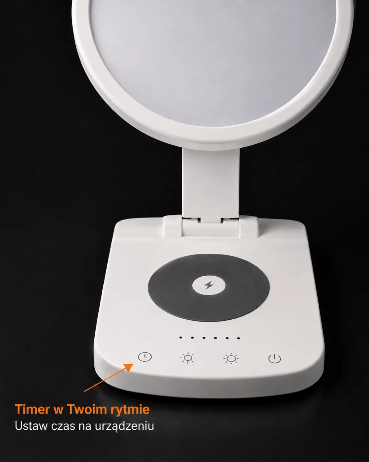 Lampa z podstawą do ładowania Qi — Timer w Twoim rytmie; Ustaw czas na urządzeniu