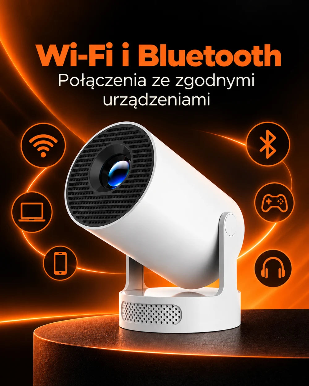 Mini projektor na filmowe wieczory — Wi-Fi i Bluetooth; Połączenia ze zgodnymi urządzeniami