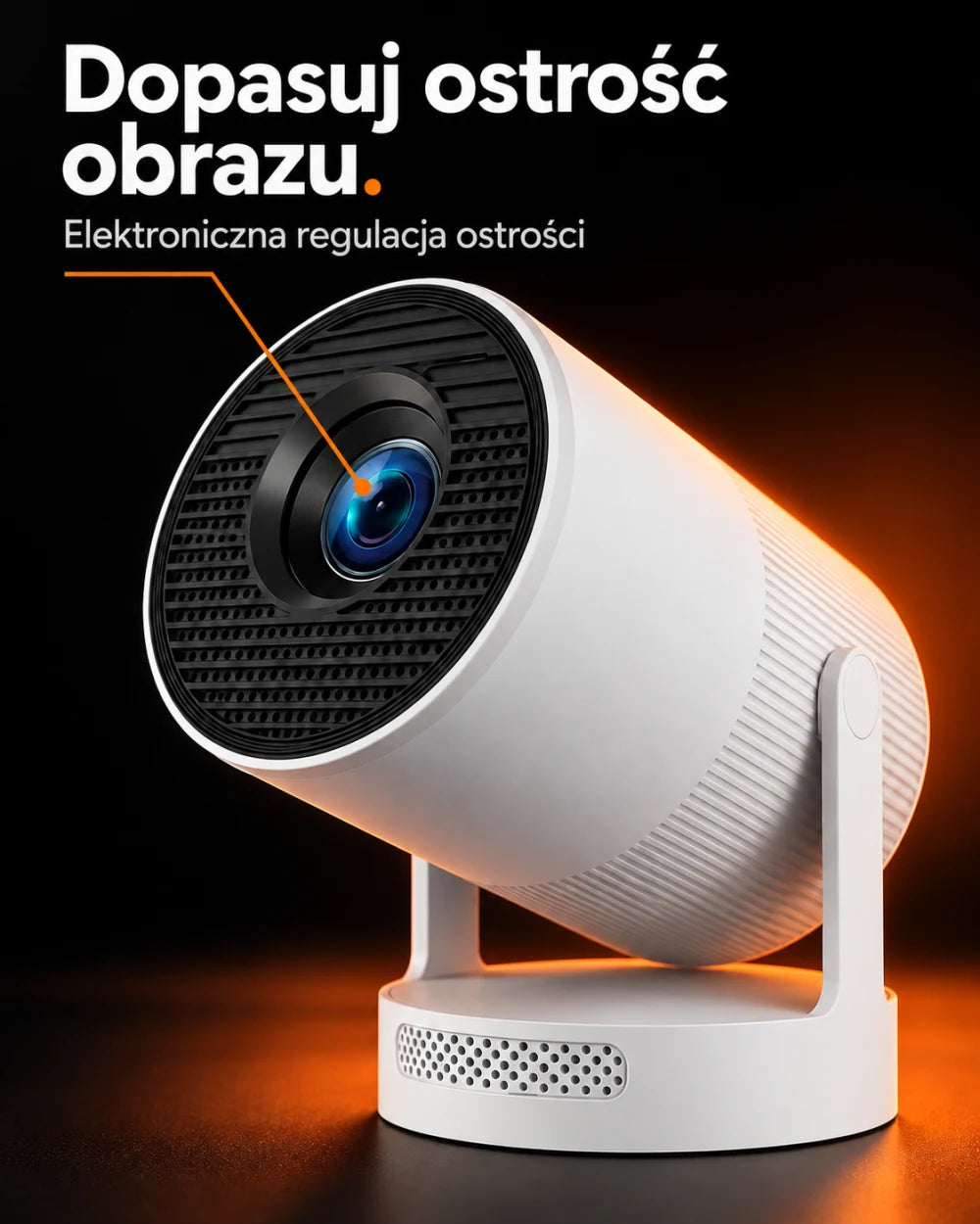 Mini projektor z elektroniczną regulacją ostrości — Dopasuj ostrość obrazu; Elektroniczna regulacja ostrości