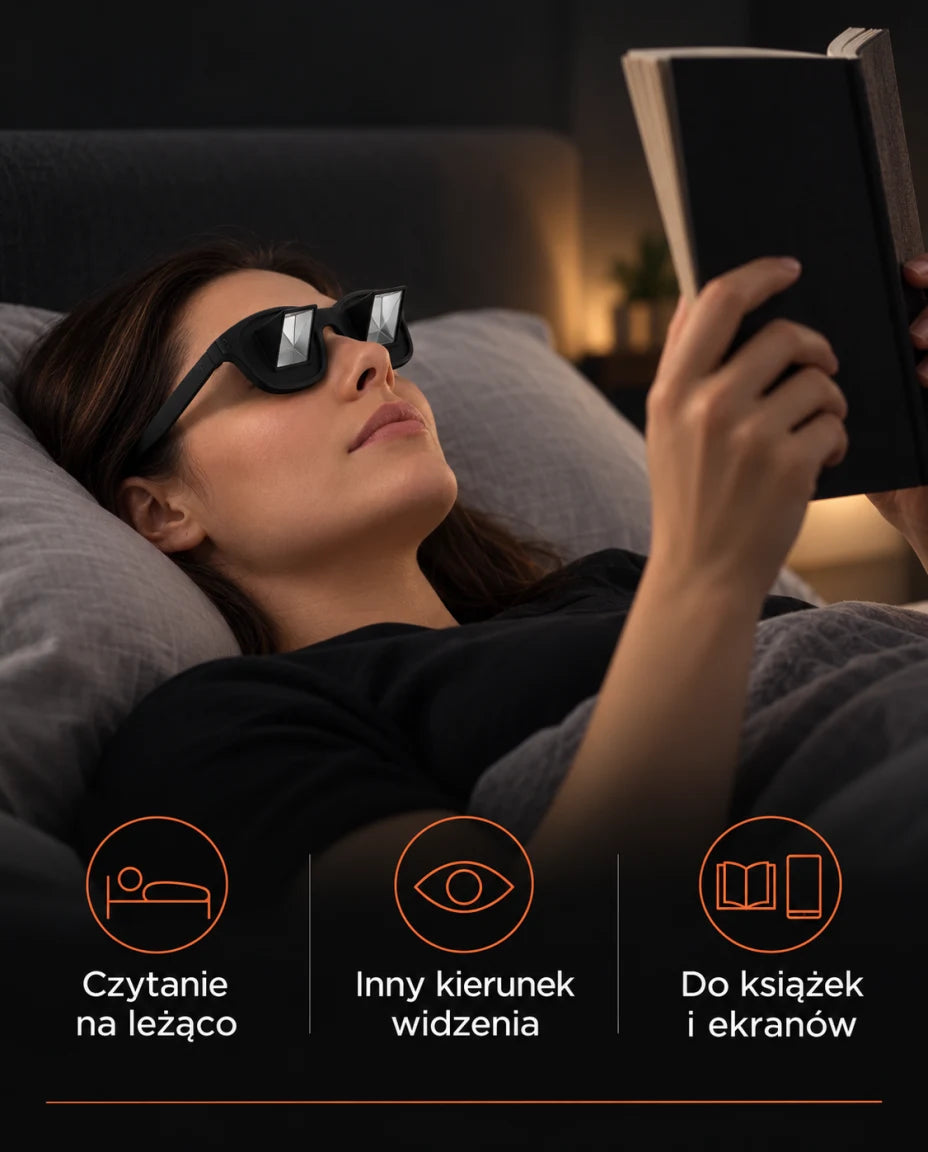 Czytanie na leżąco · Inny kierunek widzenia · Do książek i ekranów
